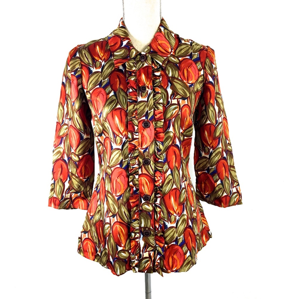 PLENTY by Tracy Reese Floral Silk Blouse size 10